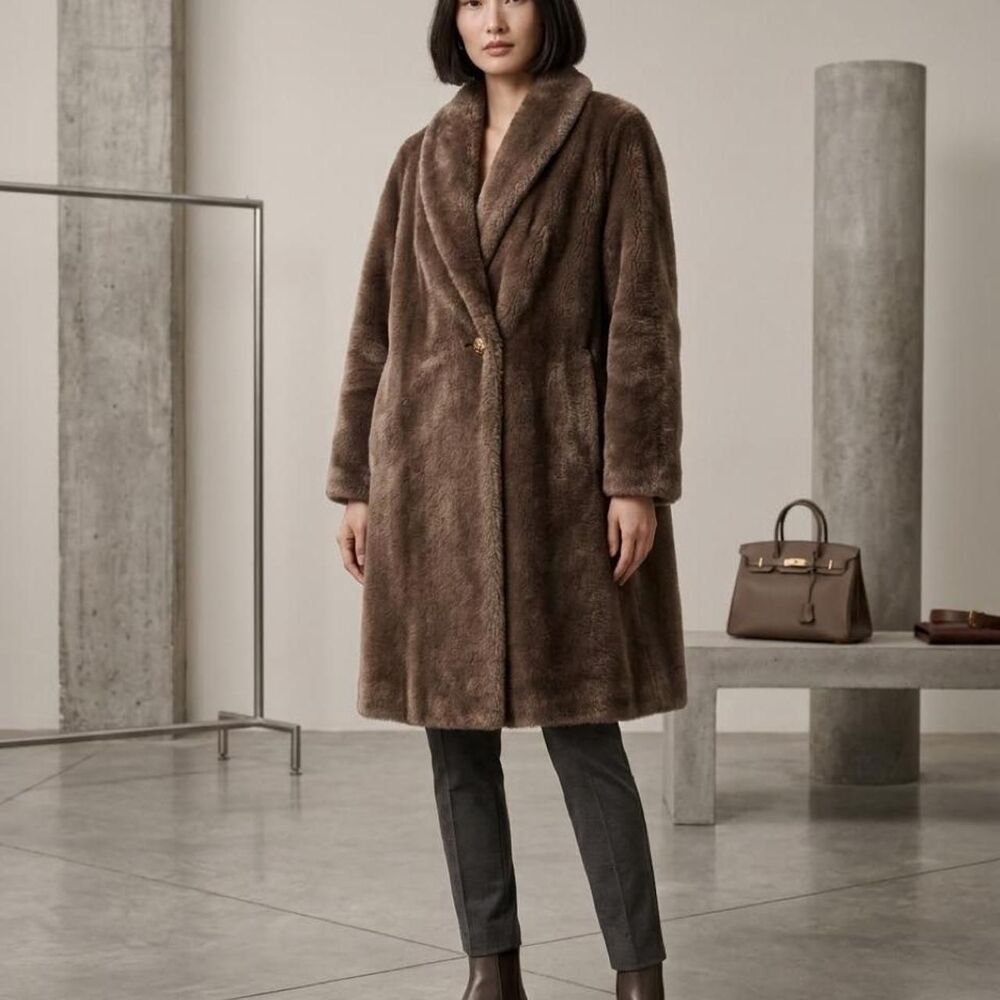 Women's Brown and Grey Coat